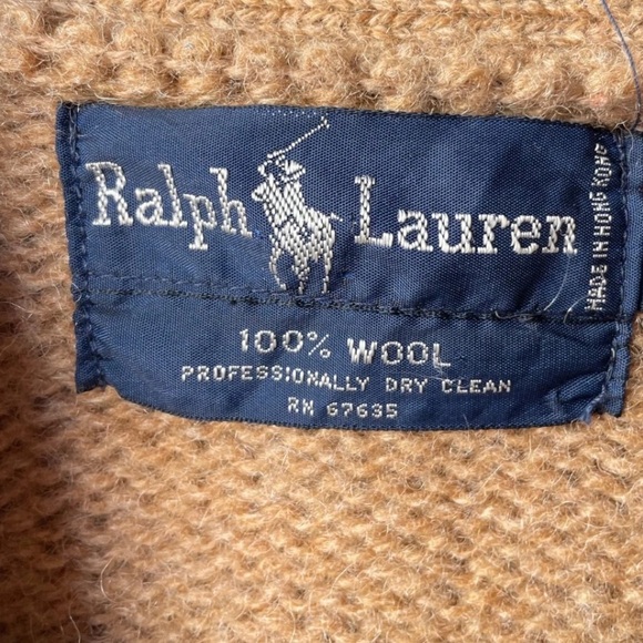 Vintage 80s Ralph Lauren Houndstooth Wool Cardigan Grandpa Sweater Elbow Patch M - Picture 6 of 8